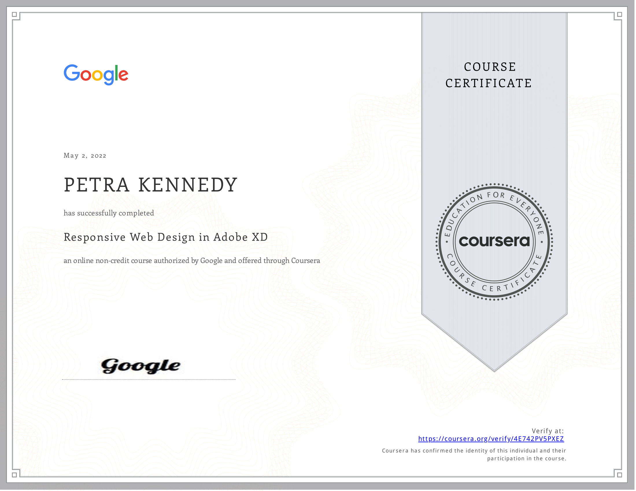 Google UX design certifikát - design v Adobe XD